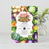 シンプル野菜 ファーマーズマーケット 誕生日 招待状 (スタンド正面)