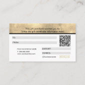 シンプル金エレガント箔ハート贈与証書 名刺 (裏面)