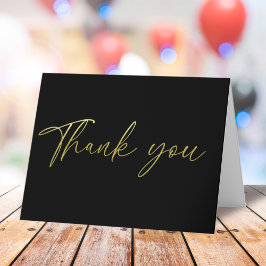 シンプル金ゴールドありがとう書道スクリプトブラック サンキューカード