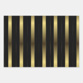 シンプル金ゴールドと黒の幾何ストライプ ラッピングペーパーシート (正面3)