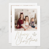 シンプル金ゴールドのク数々のリスマスの書道家 シーズンカード (正面/裏面)