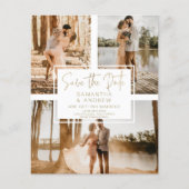 シンプル金ゴールドの保存日付3 photo予算結婚の (正面)