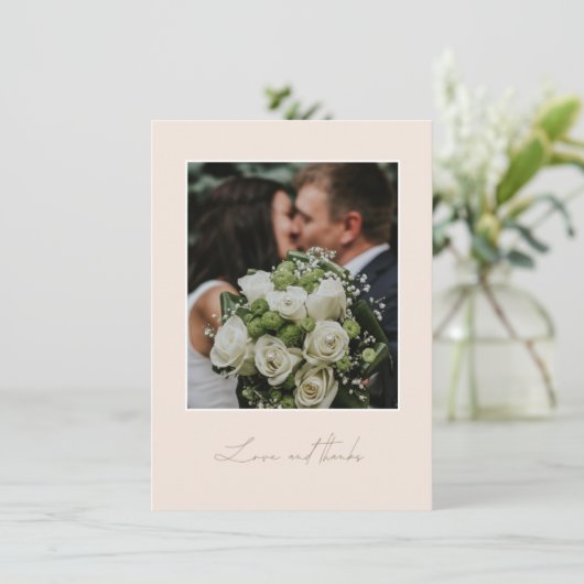 シンプル金ゴールドの愛と写感謝してい真 サンキューカード (スタンド正面)