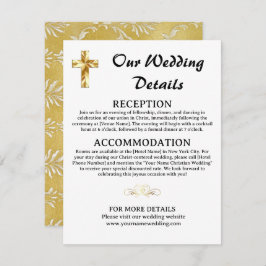 シンプル金ゴールドの結婚詳細クリスチャン・クロス エンクロージャーカード
