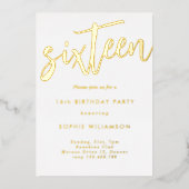 シンプル金ゴールドの誕生 箔招待状 (正面)