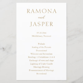 シンプル金ゴールドはっきりしたモダン結婚式 プログラム