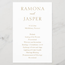 シンプル金ゴールドはっきりしたモダン結婚式 プログラム チラシ