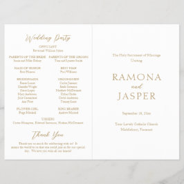 シンプル金ゴールドはっきりしたモダン結婚式 プログラム チラシ