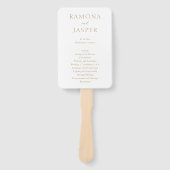 シンプル金ゴールドはっきりしたモダン結婚式 プログラム ハンドファン (正面)