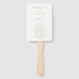 シンプル金ゴールドはっきりしたモダン結婚式 プログラム ハンドファン