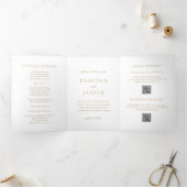 シンプル金ゴールドはっきりしたQRコーモダンド結婚の 三つ折り招待状 (内部)