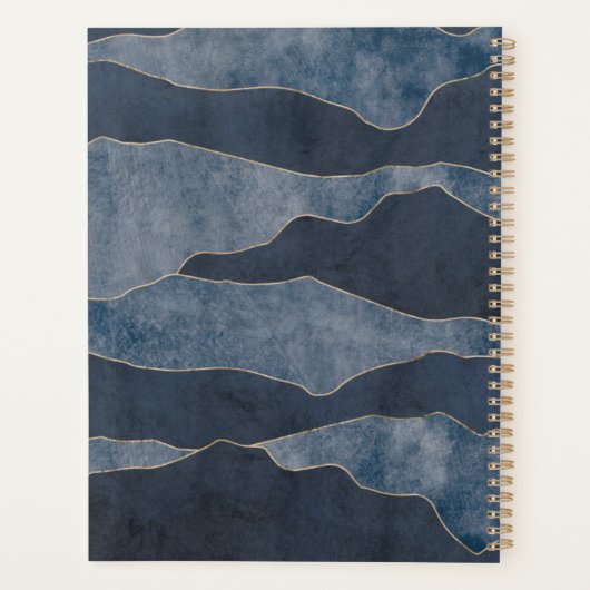 シンプル金ゴールドアクセント付きシックなブルーマウンテンズ プランナー手帳 (裏面)