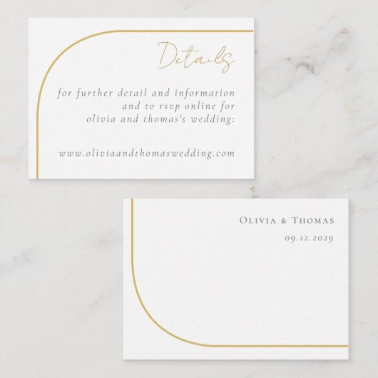 シンプル金ゴールドアー結婚チの詳細エンクロージャカード エンクロージャーカード (正面/裏面)