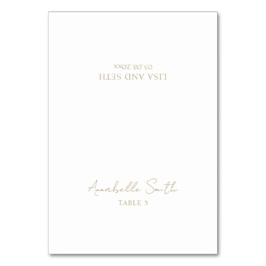 シンプル金ゴールドエレガクラシックントウェディング座席表 テーブルナンバー (正面)