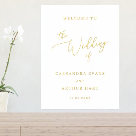 シンプル金ゴールドエレガクラシックントウェディング 箔ポスター (インサイチュ (サイドラック))