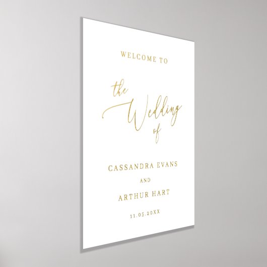 シンプル金ゴールドエレガクラシックントウェディング 箔ポスター (レイダウン)