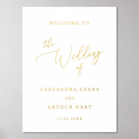 シンプル金ゴールドエレガクラシックントウェディング 箔ポスター (正面)