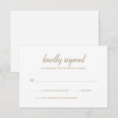 シンプル金ゴールドエレガフォーマルントウェディング 出欠カード (正面/裏面)