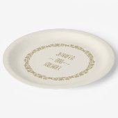 シンプル金ゴールドエレガントとアイボリーヴィンテージウェディング ペーパープレート (アングル)