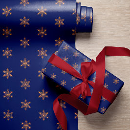 シンプル金ゴールドエレガントのスノーフレーク海軍クリスマス ラッピングペーパー