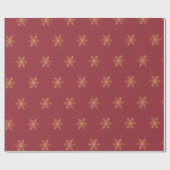 シンプル金ゴールドエレガントの雪の赤いクリスマス ラッピングペーパー (フラット)