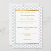 シンプル金ゴールドエレガントアクアホワイトパターン 招待状 (正面)