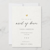 シンプル金ゴールドエレガントクラフタイポグラフィメイド・オブ・オーナー(花嫁付き添い人) 招待状 (正面)