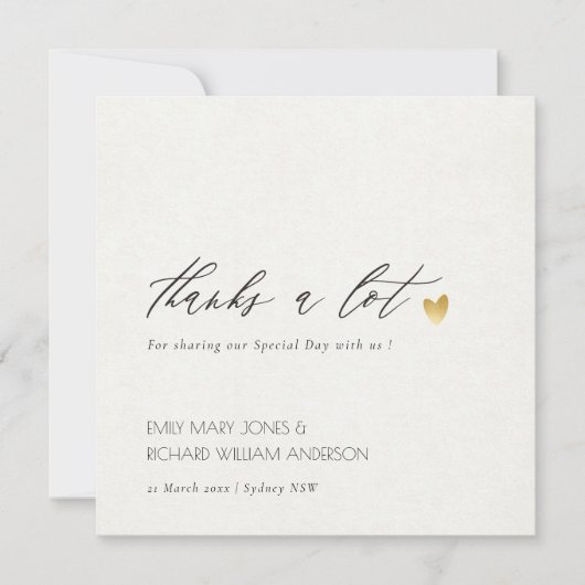 シンプル金ゴールドエレガントクラフトタイポグラフィありがとう サンキューカード (正面)