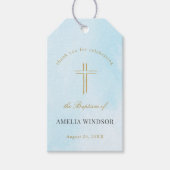 シンプル金ゴールドエレガントクロスバプテスマ《キリスト教》洗礼式や命名式 ギフトタグ (正面)