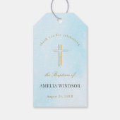 シンプル金ゴールドエレガントクロスバプテスマ《キリスト教》洗礼式や命名式 ギフトタグ (裏面)