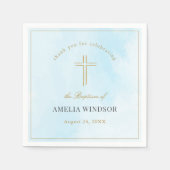 シンプル金ゴールドエレガントクロスバプテスマ《キリスト教》洗礼式や命名式 スタンダードカクテルナプキン (正面)