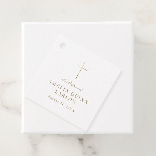 シンプル金ゴールドエレガントクロスバプテスマ《キリスト教》洗礼式や命名式 フェイバータグ (インサイチュ)