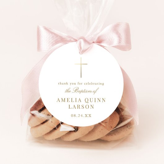 シンプル金ゴールドエレガントクロスバプテスマ《キリスト教》洗礼式や命名式 フェイバータグ