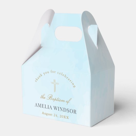 シンプル金ゴールドエレガントクロスバプテスマ《キリスト教》洗礼式や命名式 フェイバーボックス (正面サイド)