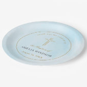 シンプル金ゴールドエレガントクロスバプテスマ《キリスト教》洗礼式や命名式 ペーパープレート (アングル)