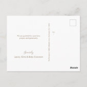 シンプル金ゴールドエレガントクロス洗礼写真ありがとう ポストカード (裏面)