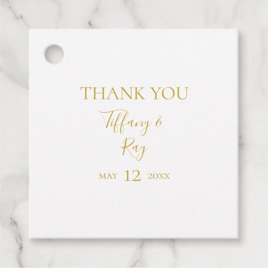 シンプル金ゴールドエレガントサンキューメッセージカード フェイバータグ (正面)