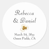 シンプル金ゴールドエレガントシャムロック結婚ホワイトズ ラウンドシール (正面)