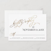 シンプル金ゴールドエレガントタイプ親切な返信 出欠カード (正面/裏面)