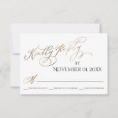 シンプル金ゴールドエレガントタイプ親切な返信 出欠カード (正面)