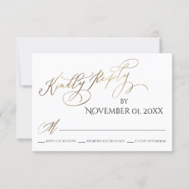 シンプル金ゴールドエレガントタイプ親切な返信 出欠カード