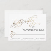 シンプル金ゴールドエレガントタイプ親切な返信 出欠カード (正面/裏面)