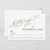 シンプル金ゴールドエレガントタイプ親切に応答 出欠カード (正面/裏面)