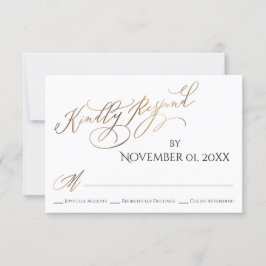 シンプル金ゴールドエレガントタイプ親切に応答 出欠カード