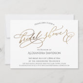 シンプル金ゴールドエレガントタイポグラフィブライダルシャワー 招待状 (正面)