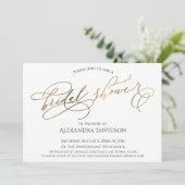 シンプル金ゴールドエレガントタイポグラフィブライダルシャワー 招待状 (スタンド正面)