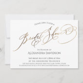 シンプル金ゴールドエレガントタイポグラフィブライダルシャワー 招待状 (正面)