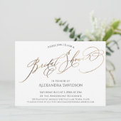 シンプル金ゴールドエレガントタイポグラフィブライダルシャワー 招待状 (スタンド正面)