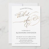 シンプル金ゴールドエレガントタイポグラフィブライダルシャワー 招待状 (正面)