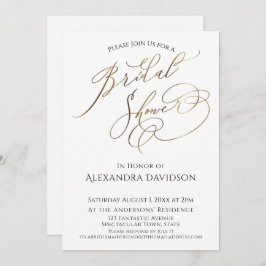 シンプル金ゴールドエレガントタイポグラフィブライダルシャワー 招待状